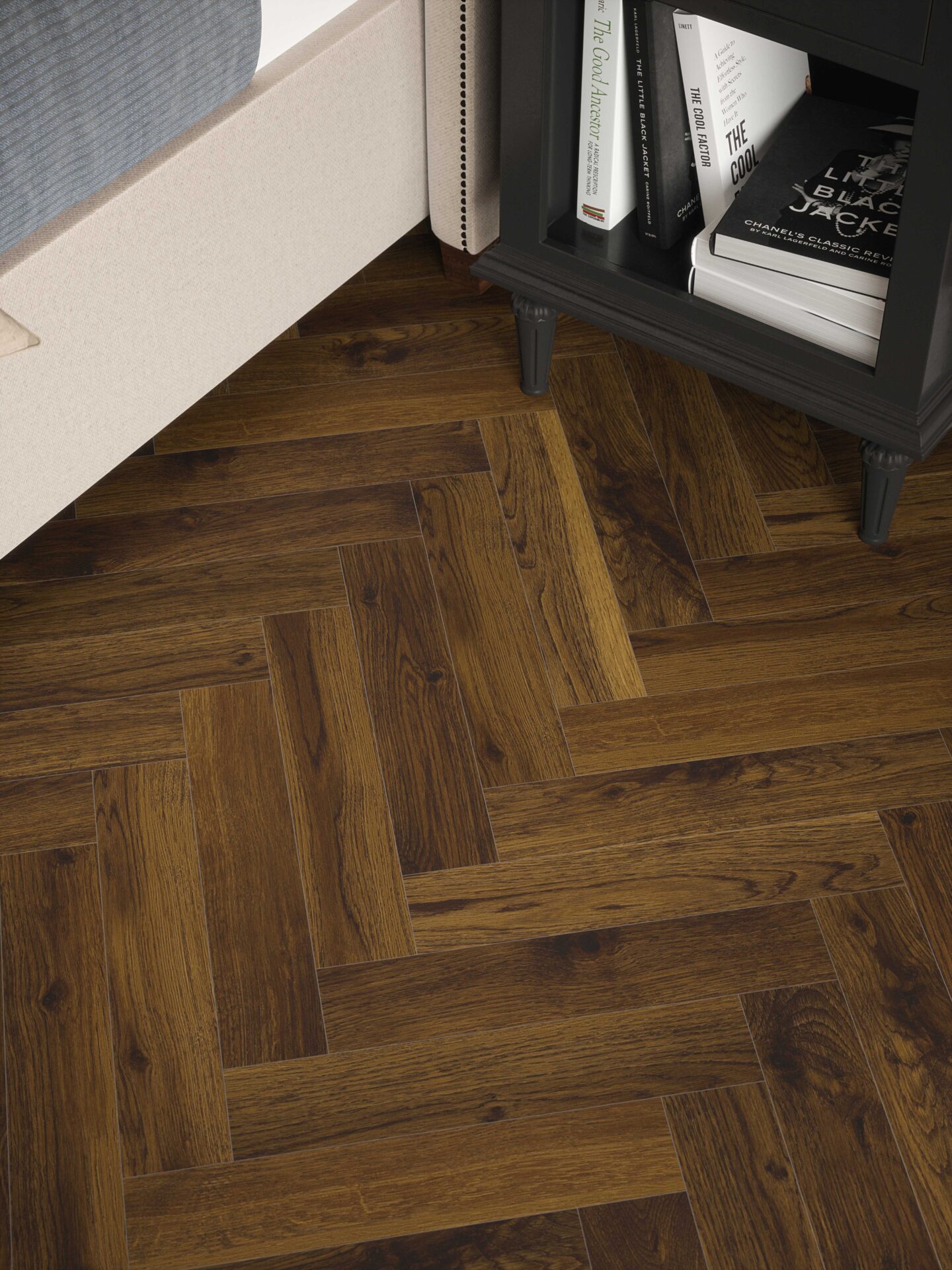 dark wooden floors in a bedroom