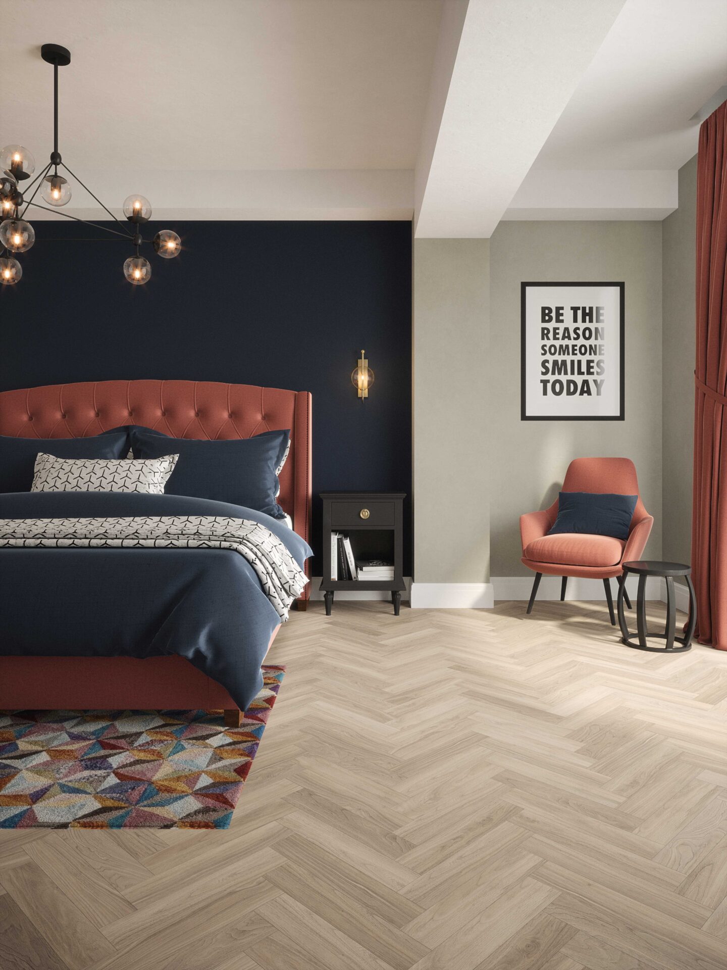 light grey herringbone floors