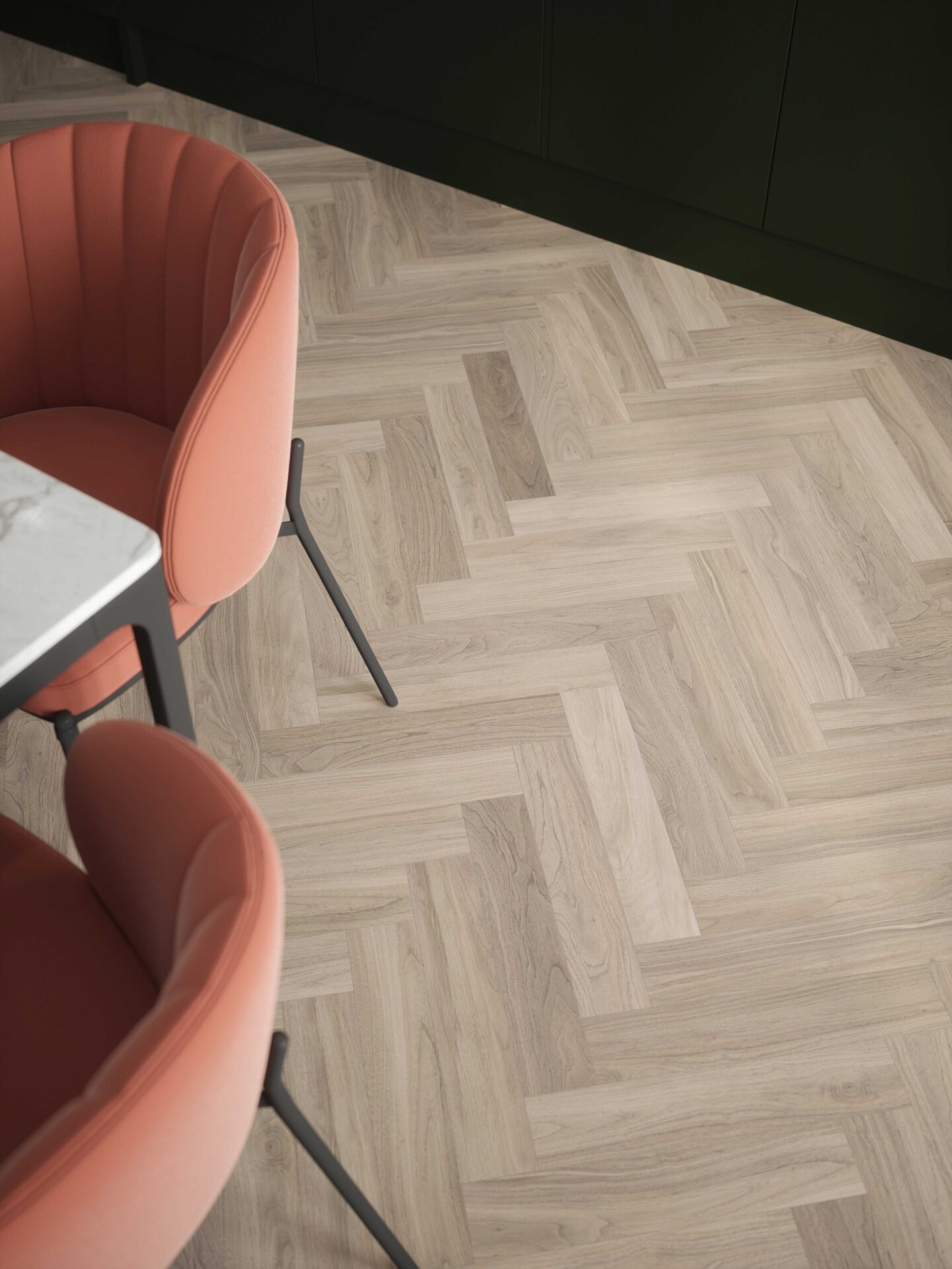 grey herringbone floors