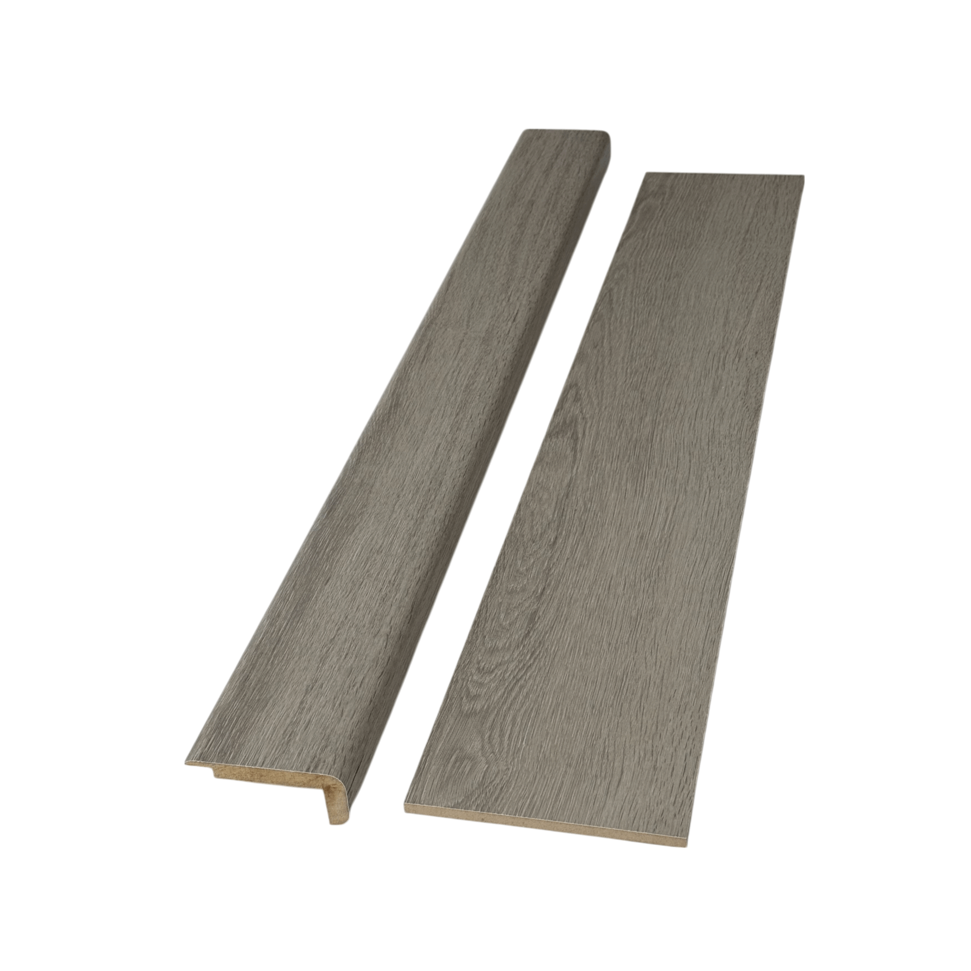 Lizzy Oak Grey Wood Grain Top Step Transition Stair Nose & Riser